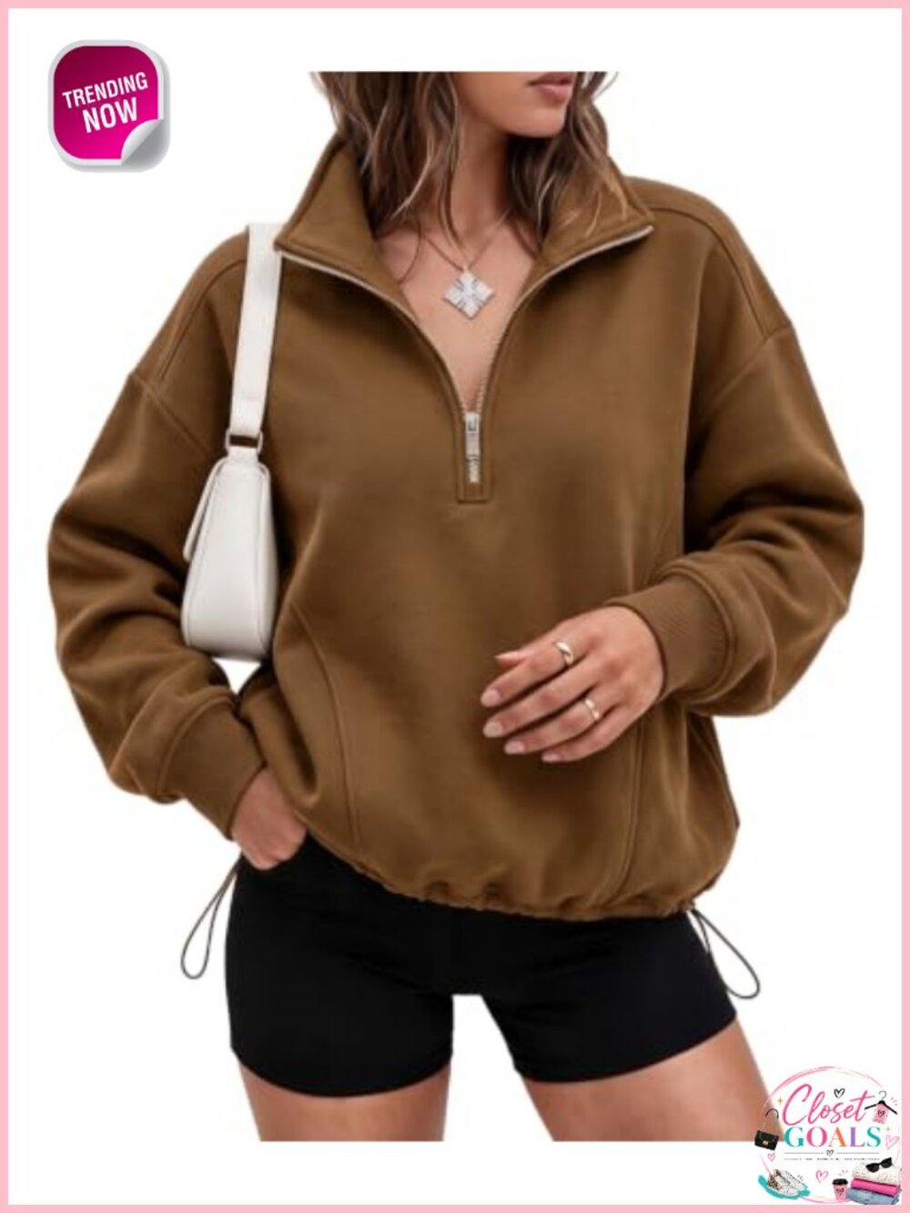 Oversized Fleece Half Zip Sweatshirt Pullover Fall Winter